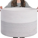 INDRESSME XXXLarge cotton rope basket showing oversized storage for blankets and toys.