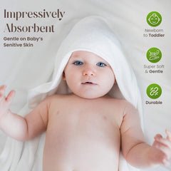 Infancie bamboo hooded towel folded for compact baby care setup.