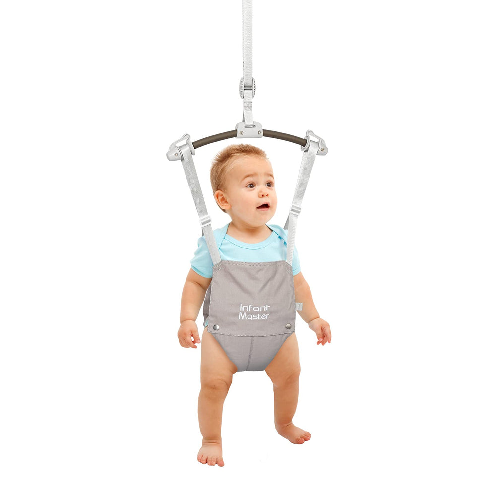 Infant Master doorway jumper with adjustable strap supports growing babies during play.
