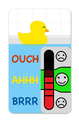 Infant Water Testing Gauge color-changing bath thermometer indicating temperature.