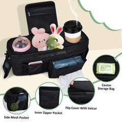 INFANZIA organizer with insulated cup holders preserves beverages during walks