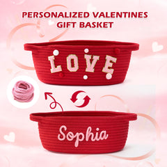 InfiBay Valentines basket cotton rope name patch adds personalized touch for kids and loved ones.