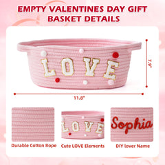 InfiBay Valentines Day Basket cotton rope material for durability and reuse.