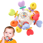 Infinno baby montessori rattle-teether in bright silicone aids soothing teething and play.