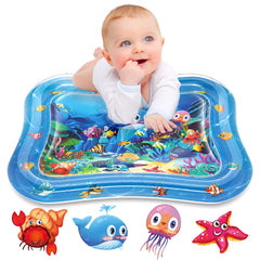 Infinno inflatable tummy time mat with water middle for engaging sensory exploration.