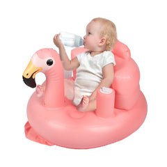 InflateFly baby seat pink front view for comfy toddler lounging at home.