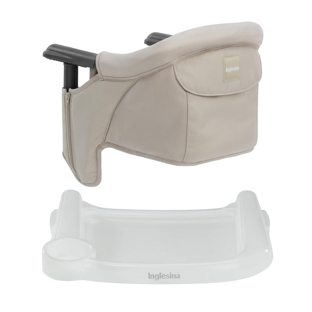 Inglesina Fast Table Chair cream folded compact for easy storage and travel