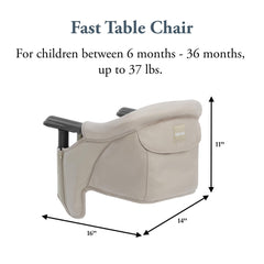 Inglesina Fast Table Chair Cream high backrest and padding for comfortable seating.