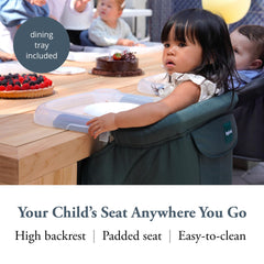 Inglesina Fast Table Chair with dining tray snaps on for easy feeding.