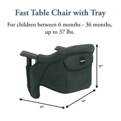 Compact Inglesina chair folds for travel and restaurant use.