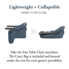 Inglesina Fast Table Chair with three-point harness for secure seating.