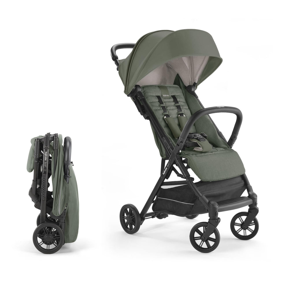 Inglesina Quid 2 stroller, crocodile green, ultra-compact fold for overhead travel