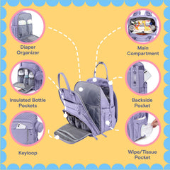 iniuniu diaper bag pacifier case and zip pocket keeps essentials within reach.