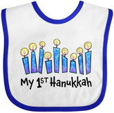 Inktastic My First Hanukkah bib with lit candles protects clothes during festive meals