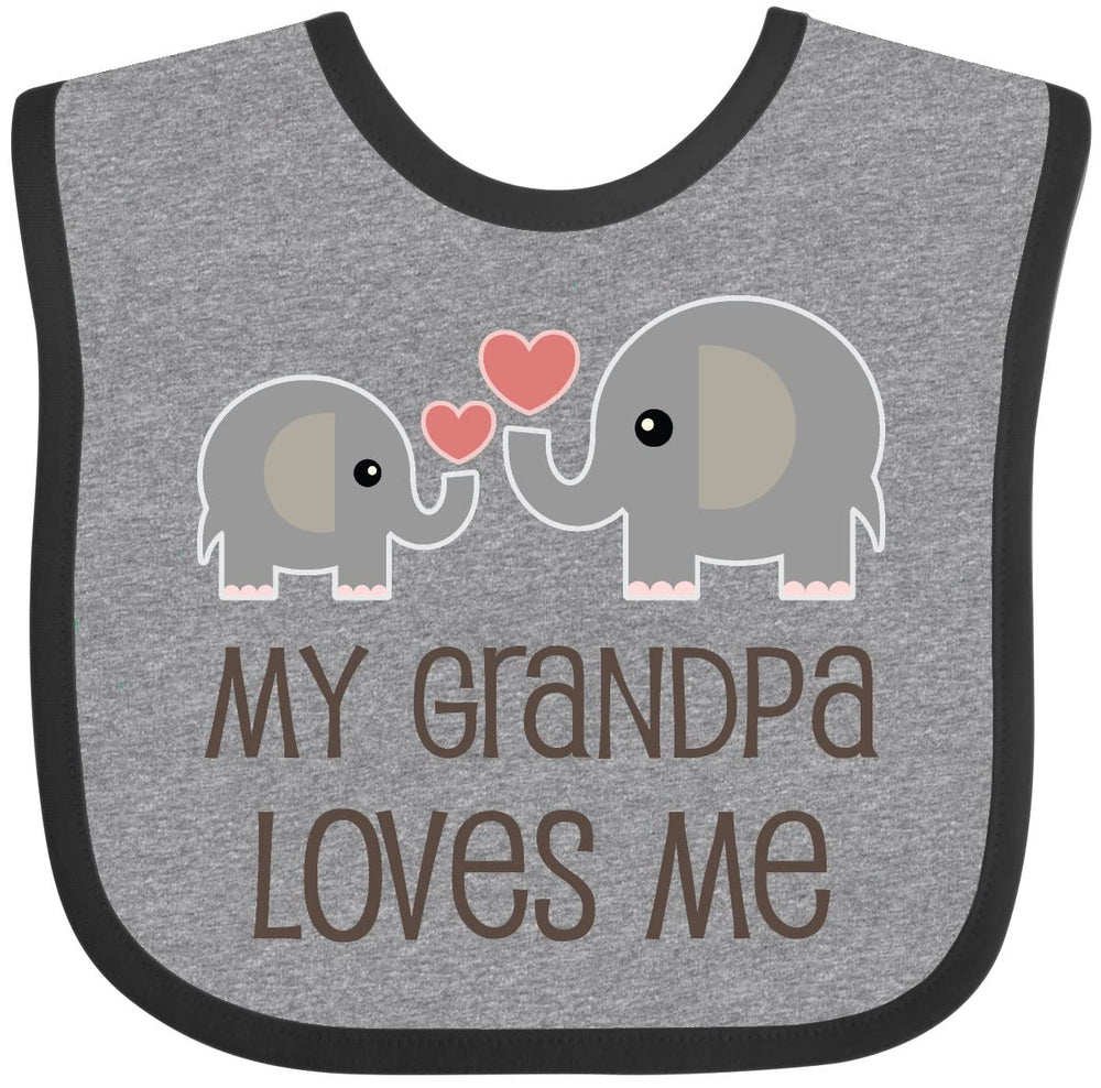 Inktastic My Grandpa Loves Me bib elephants and hearts close-up print keeps baby outfits clean