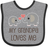 Inktastic My Grandpa Loves Me bib elephants and hearts close-up print keeps baby outfits clean