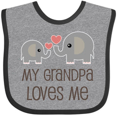 Inktastic My Grandpa Loves Me bib elephants and hearts close-up print keeps baby outfits clean