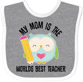 Inktastic Teacher Mom School Owl Bib; owl graphic keeps outfits clean at mealtime
