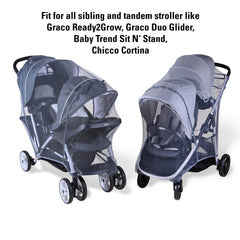 Inlesioo mosquito net for twin stroller with elastic band for secure fit