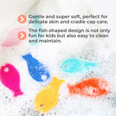 Innobaby Bathin' Smart Fish Scrub pink in use by older kids as sensory tool.