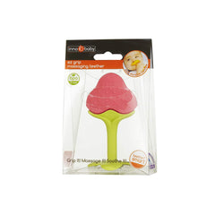 Innobaby Teethin Berry teether features a long surface for soothing front and back teeth.