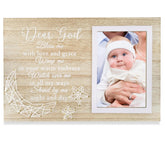 InnoBeta baptism frame with 4x6 photo space and wooden finish for a timeless keepsake.