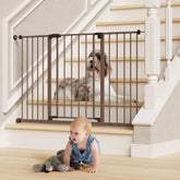 InnoTruth baby gate in doorway with 180-degree swing for easy one-handed access
