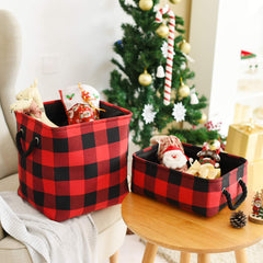 INough large red basket for toys with waterproof interior