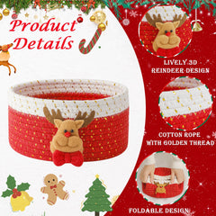 INough red gift basket close-up shows durable woven cotton rope.