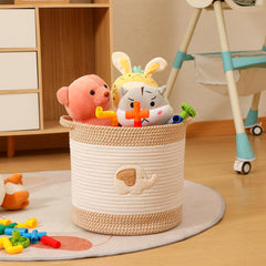 Close-up of INough basket shows soft cotton rope texture for gentle handling.