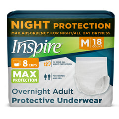 Inspire adult diapers max absorbency core for day and night protection.