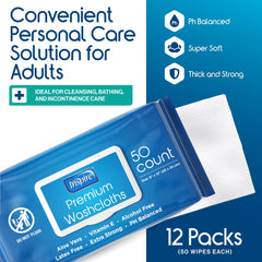 Inspire aloe vera and vitamin E wipe emphasizing skin-friendly formula.