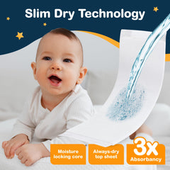 Inspire Dimples Booster Pads smooth top sheet provides gentle touch against baby's skin.