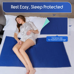 Inspire quilted bed pad 34x54 on mattress highlighting oversized protection.