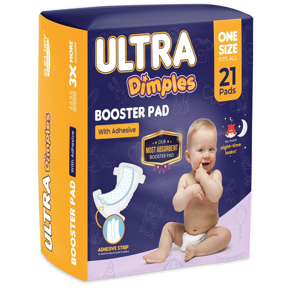 Inspire Ultra Dimples booster pad inside view with adhesive strip for secure fit and reduced leaks.