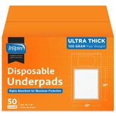 Inspire XL bed pad packaging showing 30 x 36 inches for broad surface protection