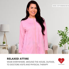 Soft lining visible inside the zipper area of the pink shirt