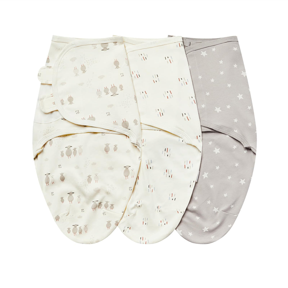 Insular Baby Swaddle Wrap beige sheep design soothes newborns
