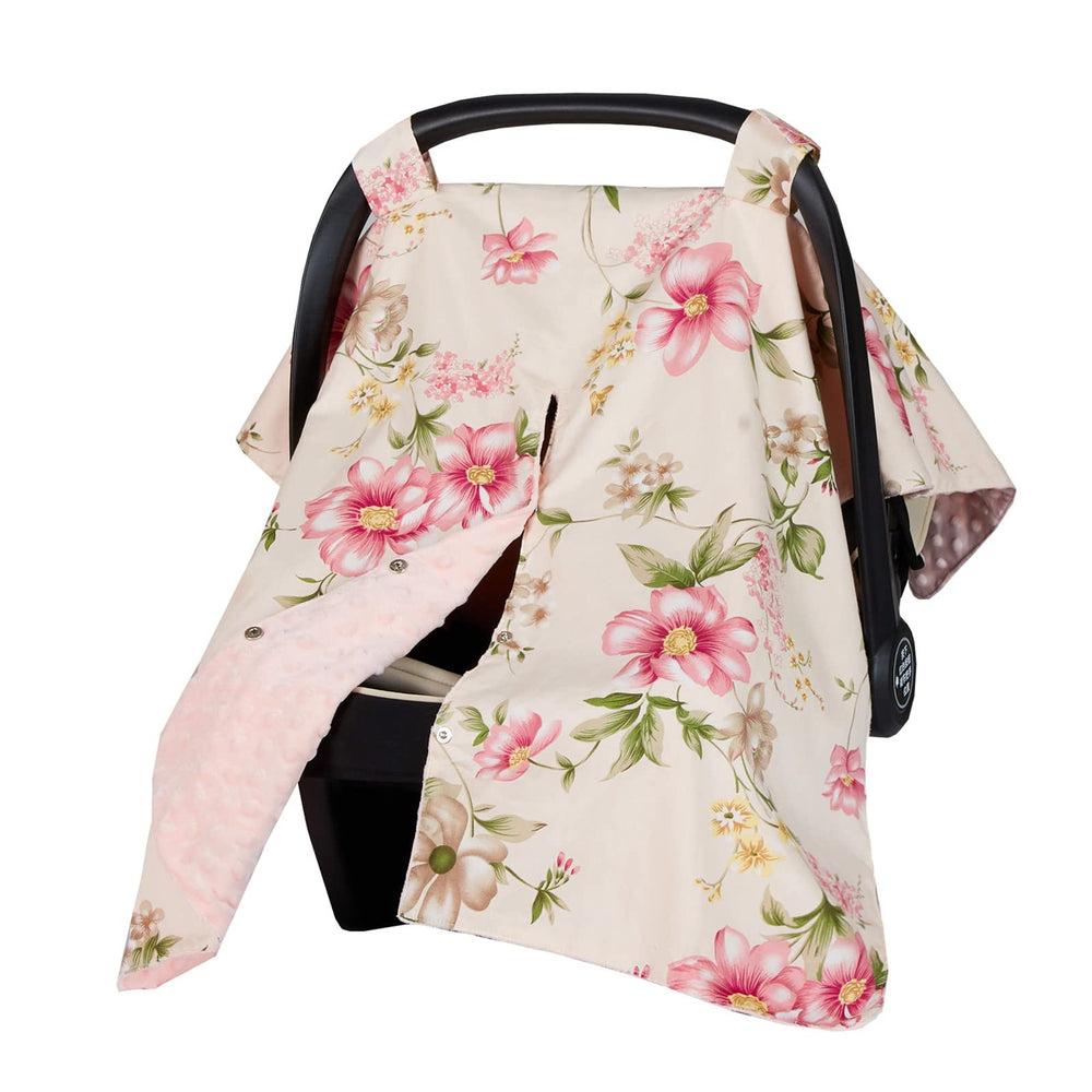 Insular floral car seat cover offering 360° protection for baby on a stroller