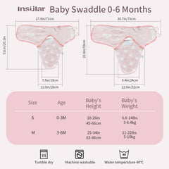 Insular swaddle with soft wings and secure hook-and-loop fastening.