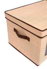Internet's Best Brown storage bin open lid for easy access to items