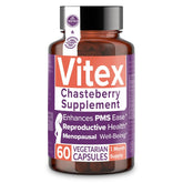 Intimate Rose Vitex bottle closeup highlighting hormone balance support.
