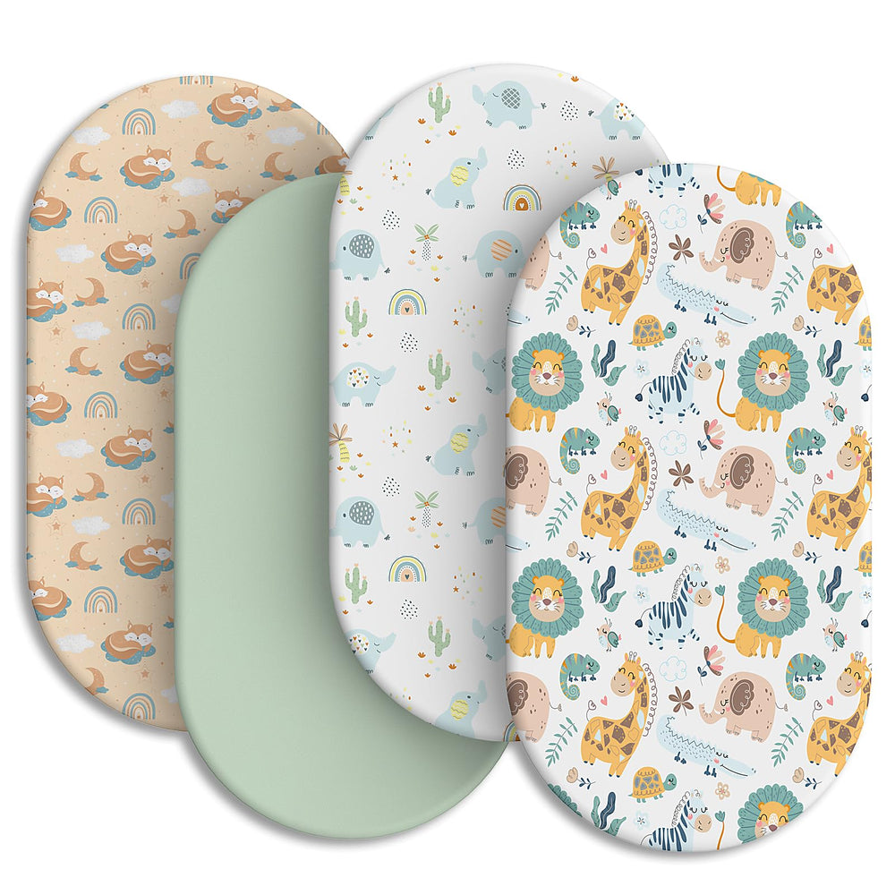 IOCCLH bassinet sheets 4-pack prints provide breathable softness for everyday naps.