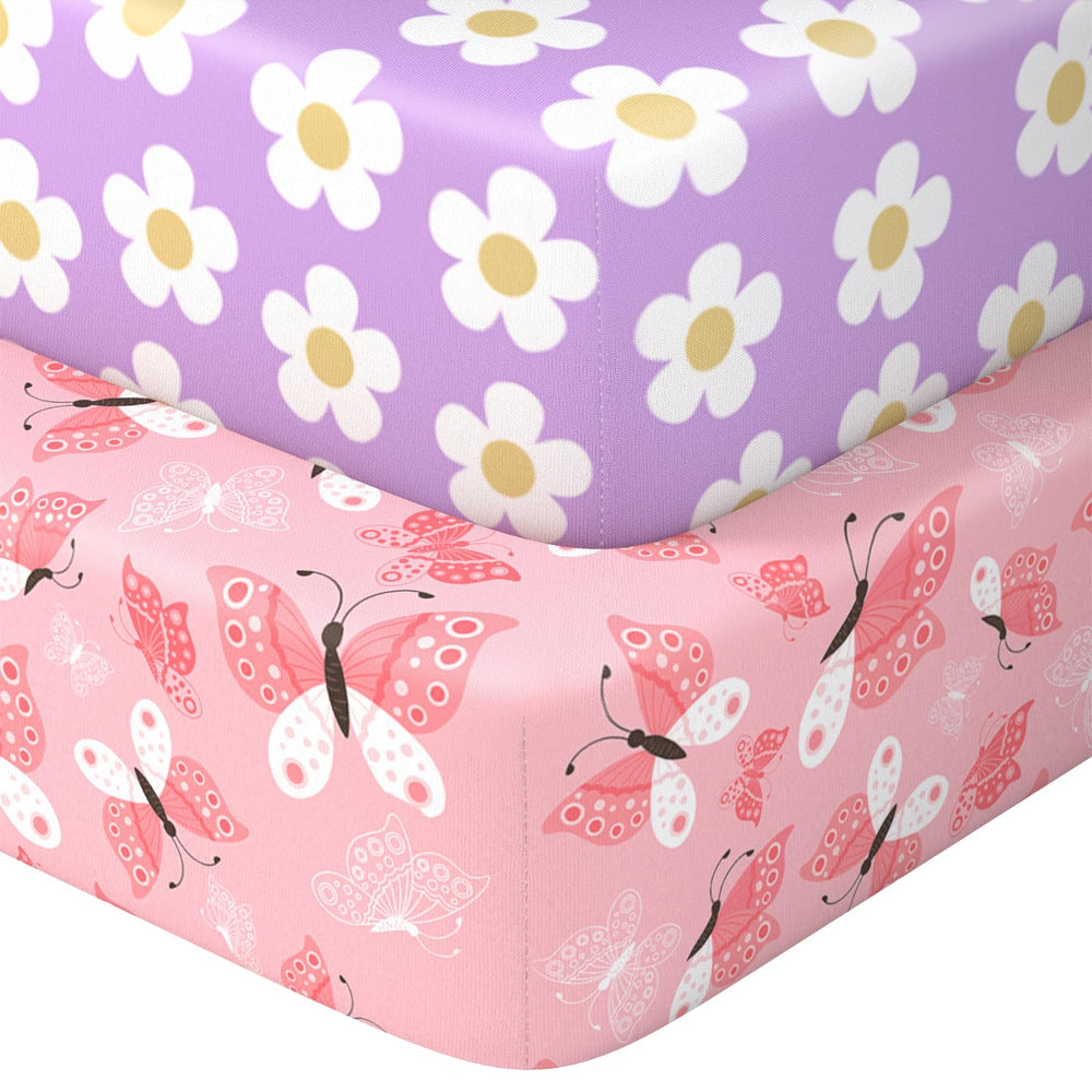IOCCLH Pack N Play Daisy pattern sheet offers breathable comfort for naps and nights.