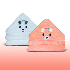 Hooded towel design by Ioly's for cozy post-bath wrap.