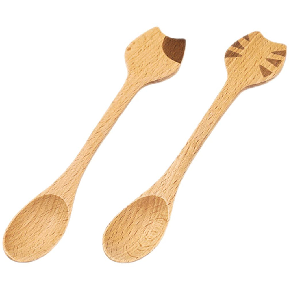 iplusmile Cat Bamboo Cooking Spoons 2pcs for durable coffee and tea stirring