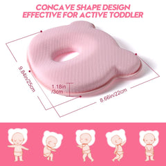 iranc memory foam travel pillow bear pink compact-pack for easy storage