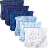 Irenare muslin burp cloths flatlay in blue series for easy packing