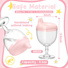 Irenare plastic goblet no-spill cup with pink finish.