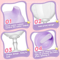 Irenare sippy cup close-up shows soft spout for gentle sipping